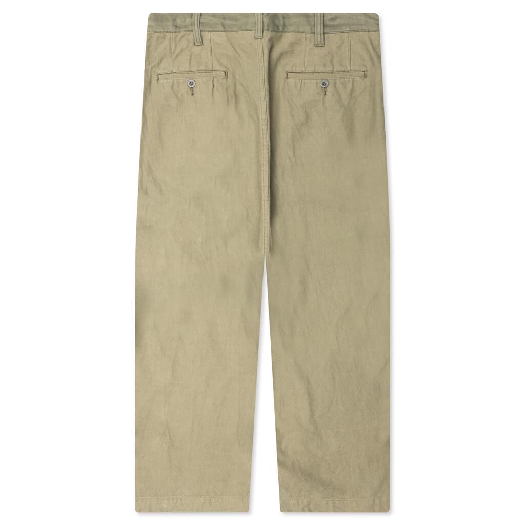 Contrast Cotton Pants - Khaki Male Product Image
