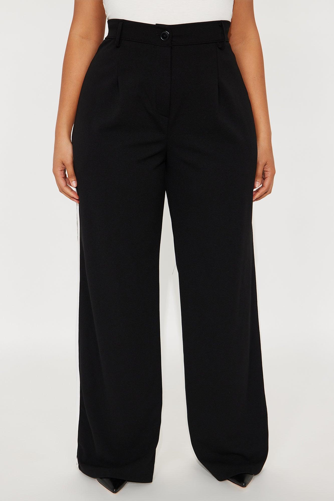 This Is My Lifestyle Wide Leg Crepe Trouser Pant - Black/White Female Product Image