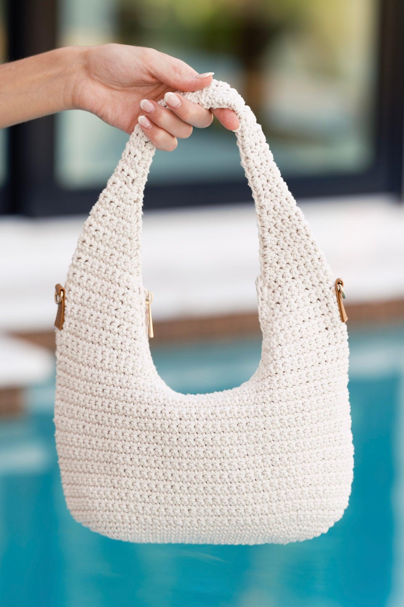 Never Let You Go Ivory Woven Crochet Handbag Product Image
