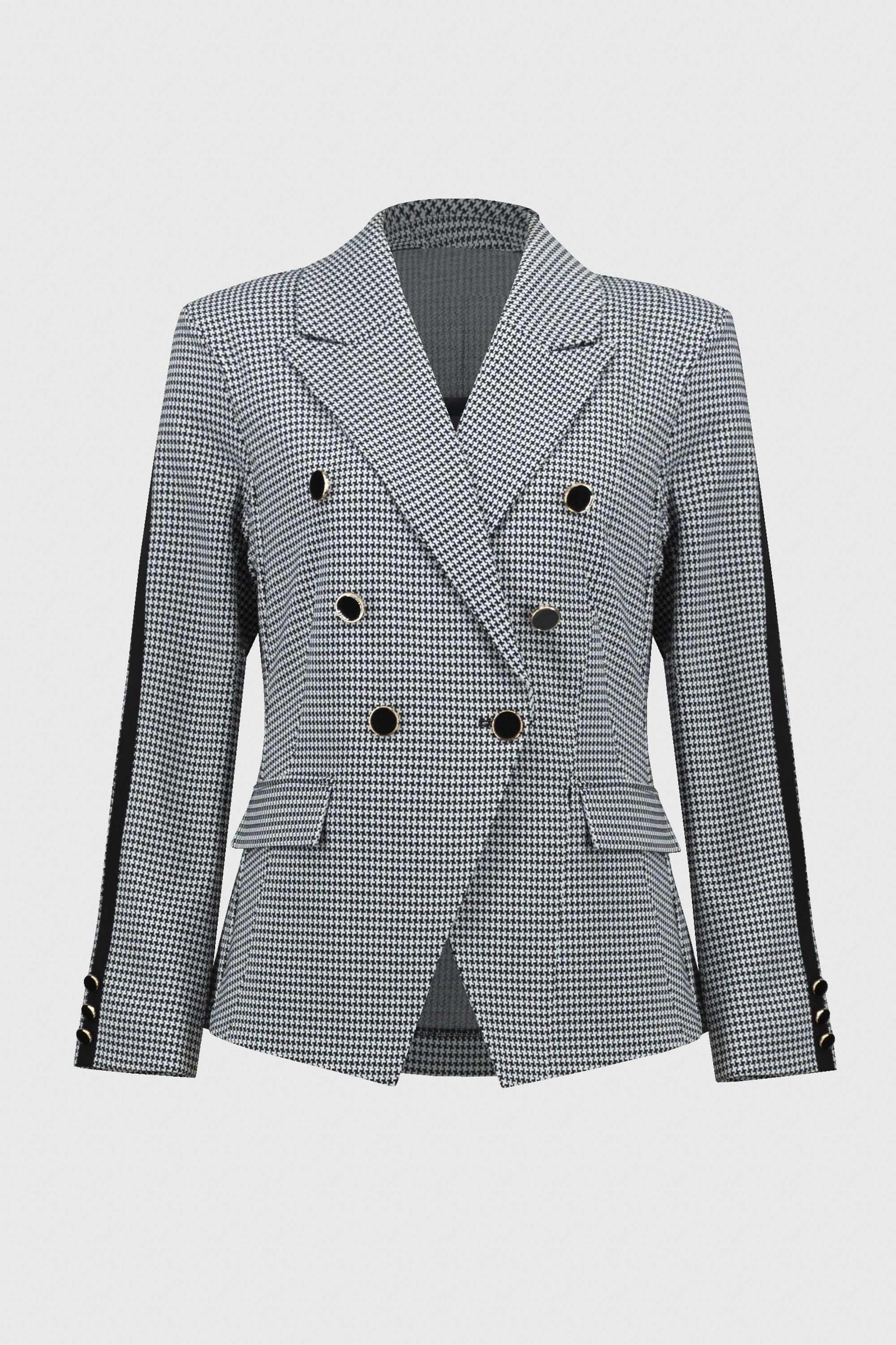 Houndstooth Jacquard Knit Fitted Blazer Product Image
