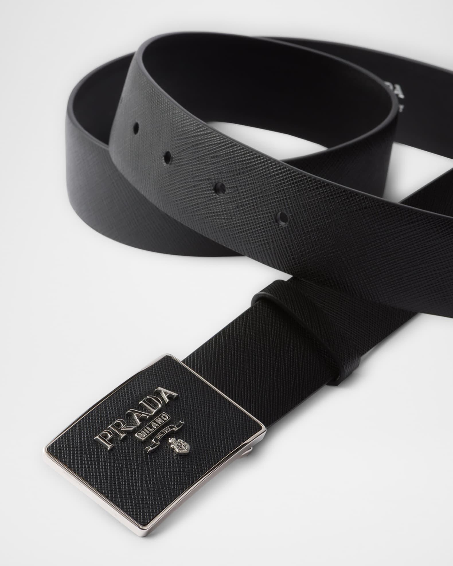 Men's Logo Saffiano Leather Belt Product Image