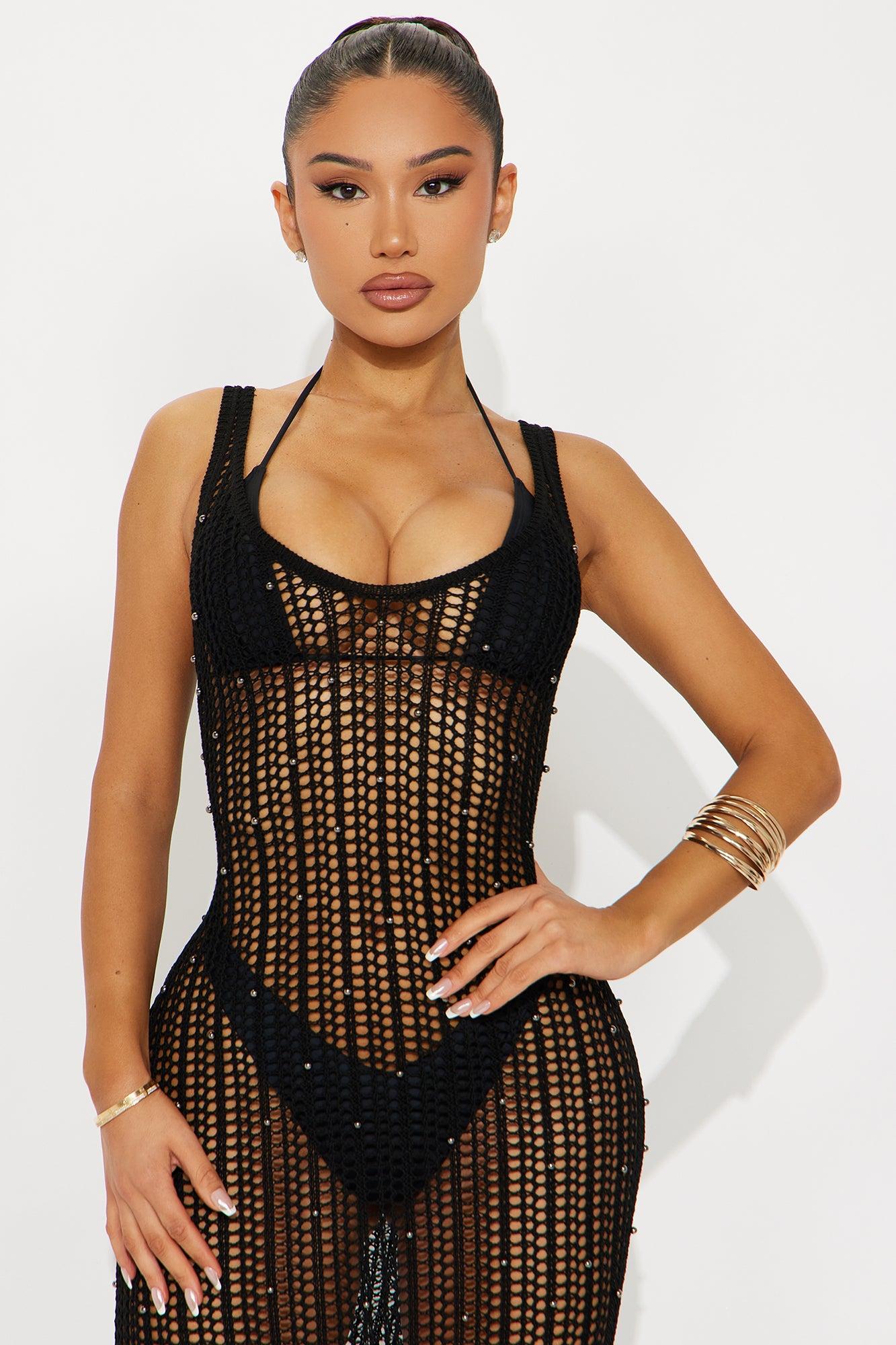 Rockin' It Crochet Maxi Dress - Black Female Product Image