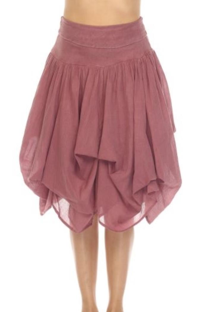 Short Cotton Bubble Skirt in Dark Rose Product Image