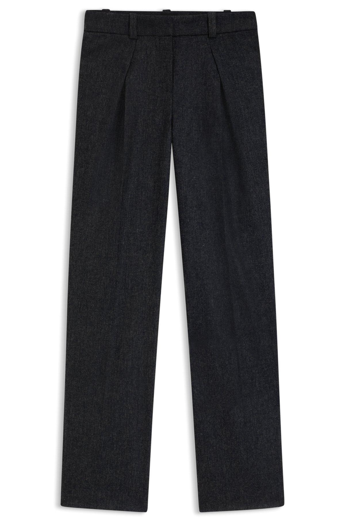 Straight-leg trousers in melange stretch flannel Product Image