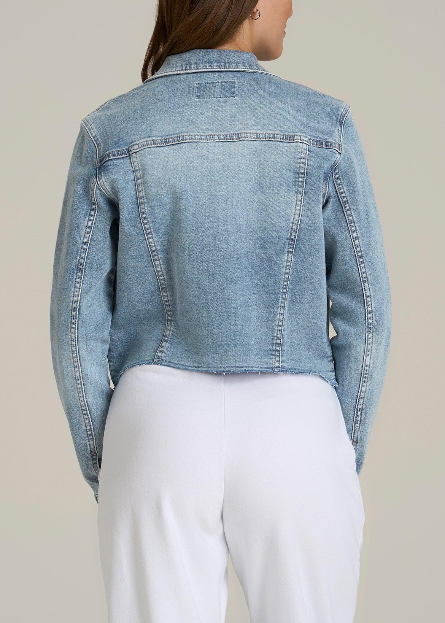 Cropped Stretch Denim Jacket for Tall Women in Perfect Blue Female Product Image