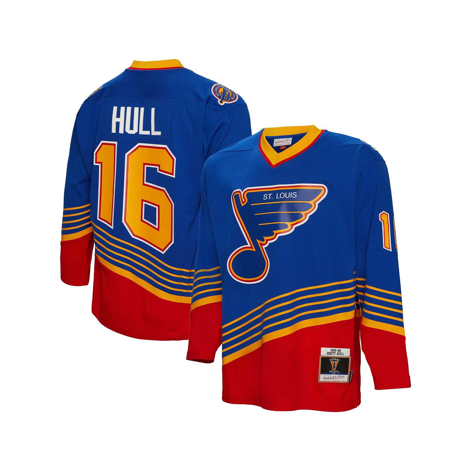Men's Mitchell & Ness Brett Hull Blue St. Louis Blues 1995 Blue Line Player Jersey, Size: Medium Product Image