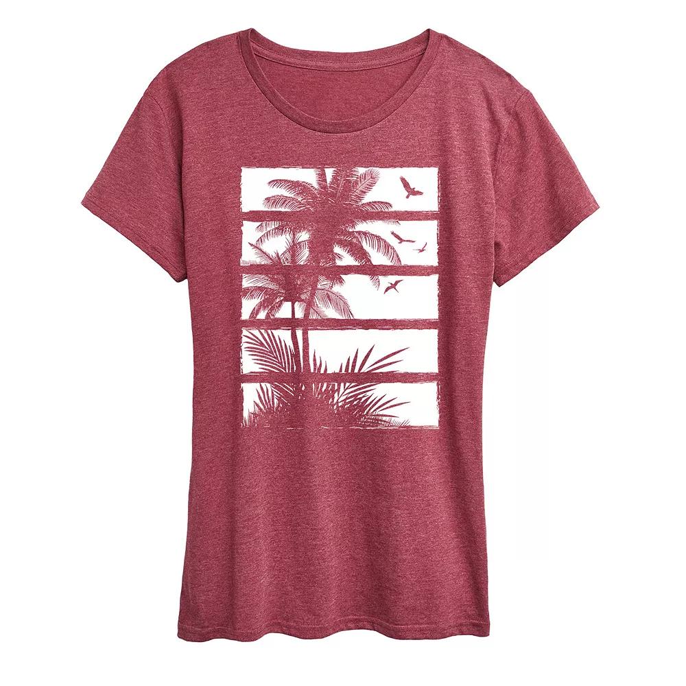 Women's Palm Tree Silhouette Panels Graphic Tee,  Product Image