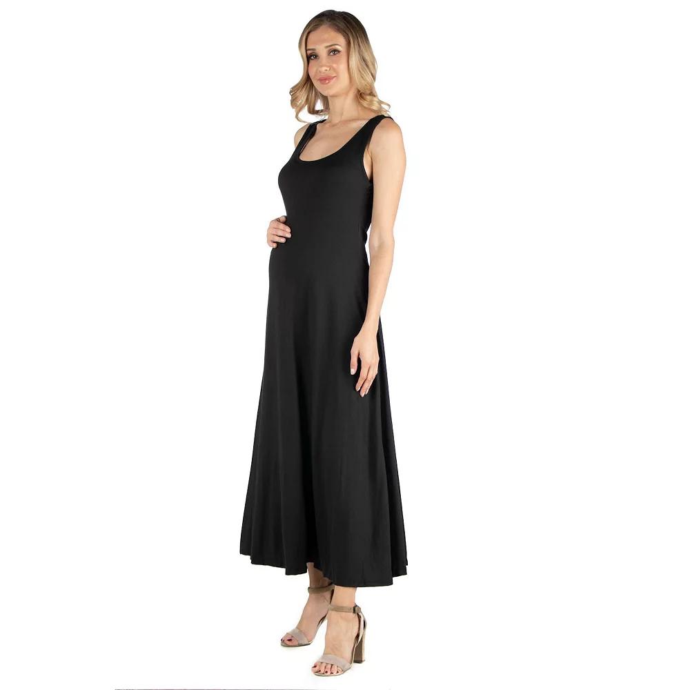 Maternity 24Seven Comfort Apparel Slim Fit A-Line Sleeveless Maxi Dress, Women's,  Product Image