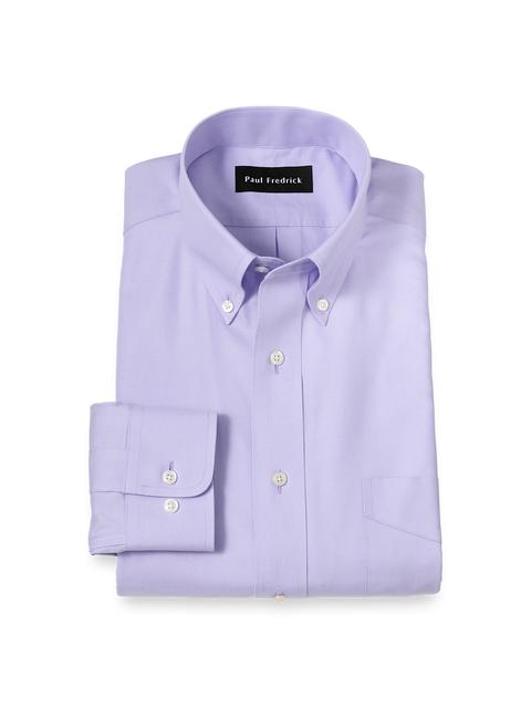 Non-Iron Cotton Pinpoint Solid Button Down Collar Dress Shirt - Lavender Product Image