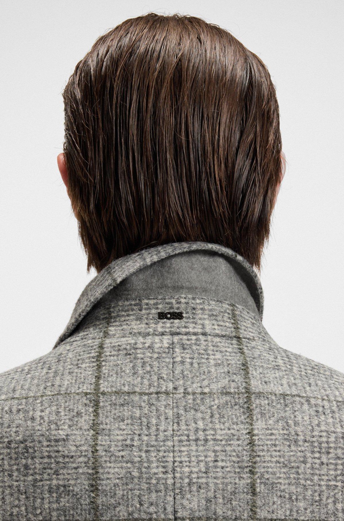 Slim-fit coat with plain check Product Image
