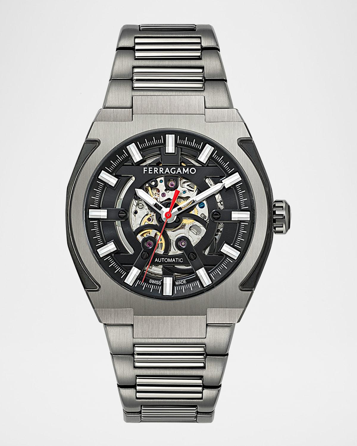 Mens Supreme Skeleton IP Gunmetal Bracelet Watch, 43mm Product Image