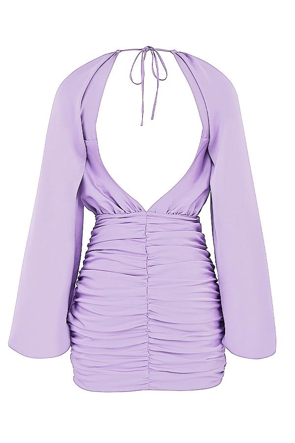 Kate  orchid satin wrap front mini dress - sale Product Image