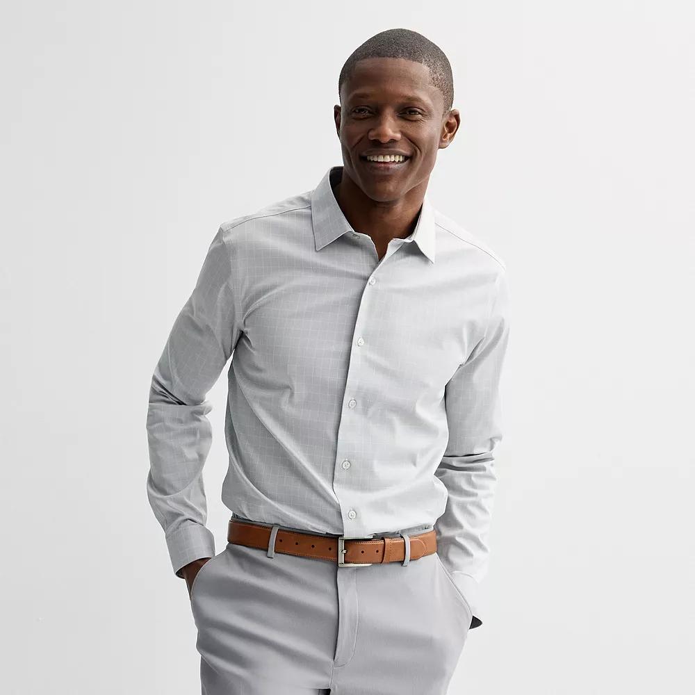 Men's Apt. 9® Slim Fit Wrinkle Free Dress Shirt, Size: Large-32/33, Gray Check Product Image