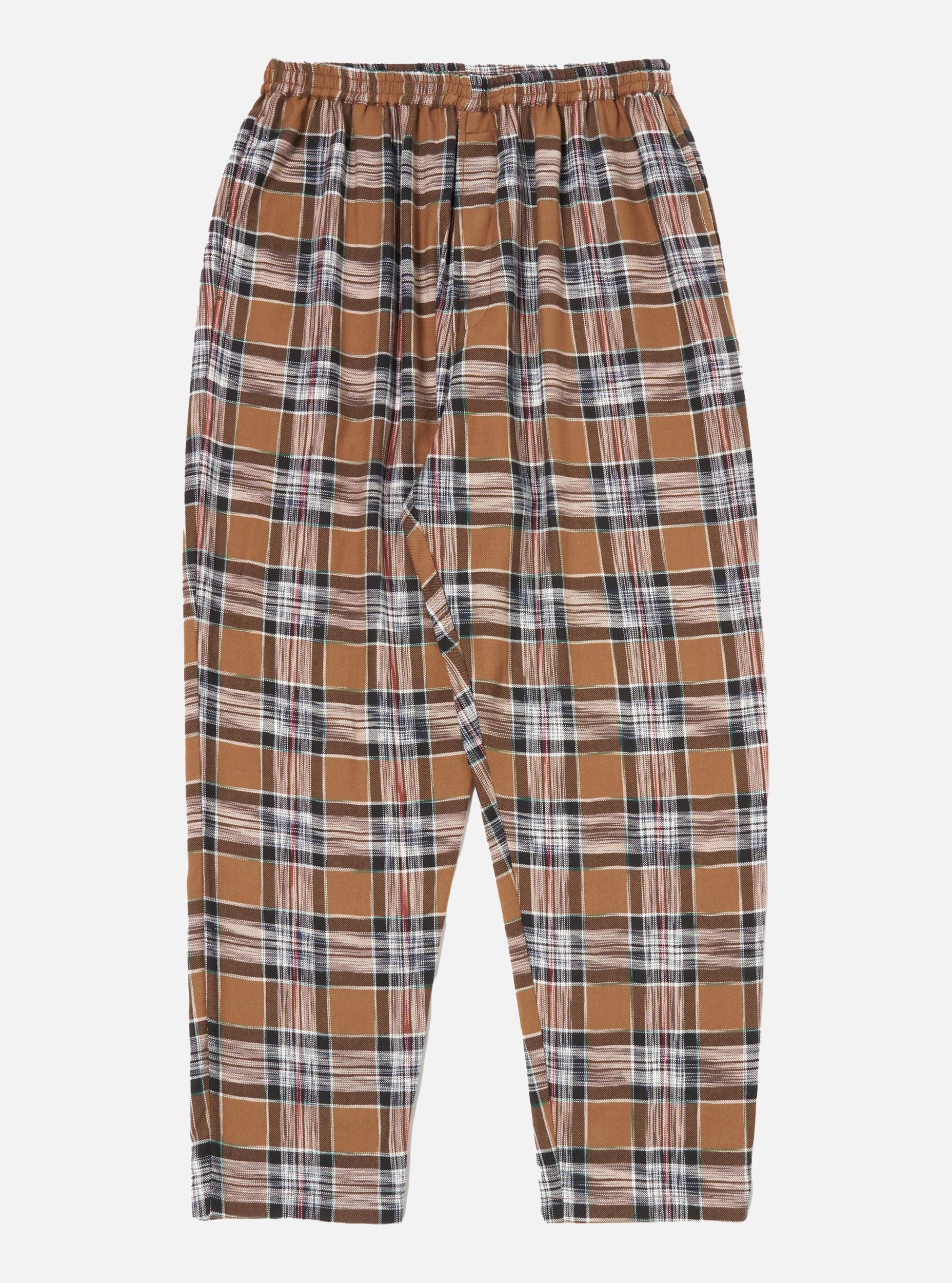 Universal Works Long Pyjama Set in Brown Ikat Twill Check Product Image