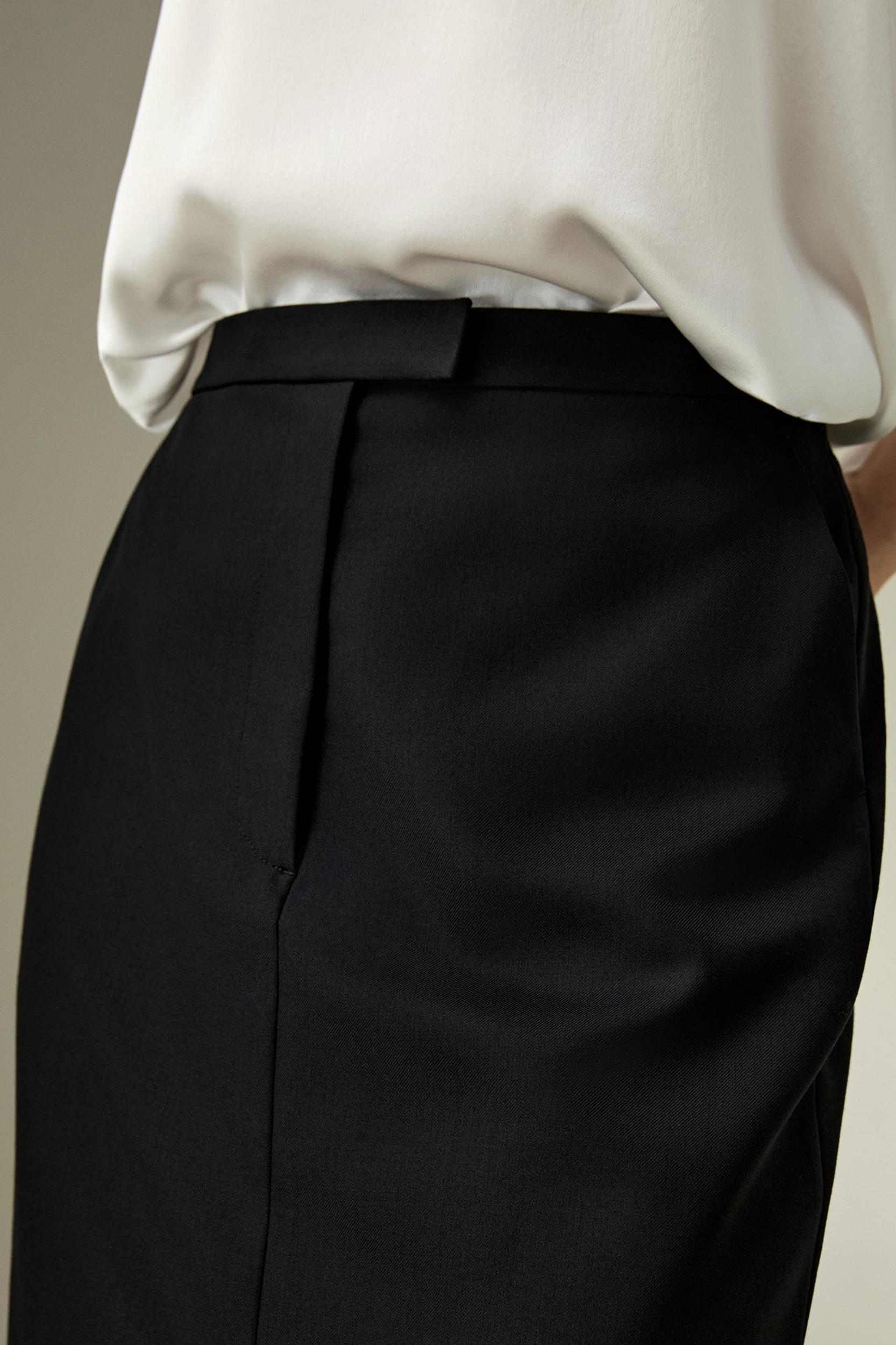 LILYSILK Wool Skirt - Female - Black Silk and Wool - Delicate Elastic Back Waist Skirt 6 Product Image