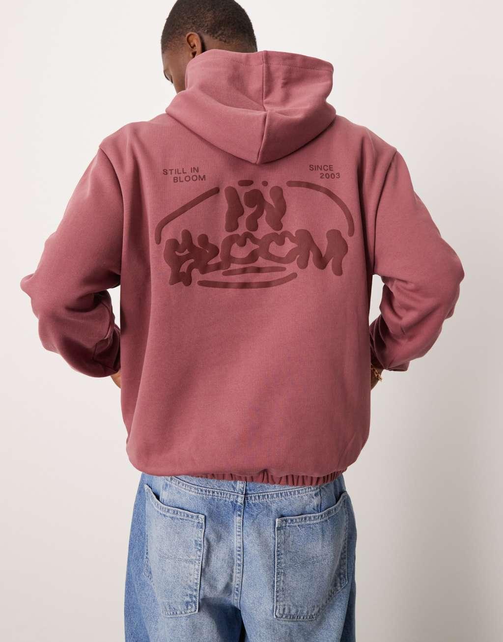 ASOS DESIGN oversized hoodie with bubble print in pink Product Image