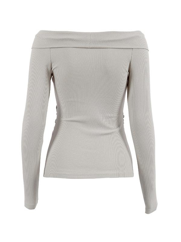 Off Shoulder Crossover Twist Front Long Sleeve Knit Product Image