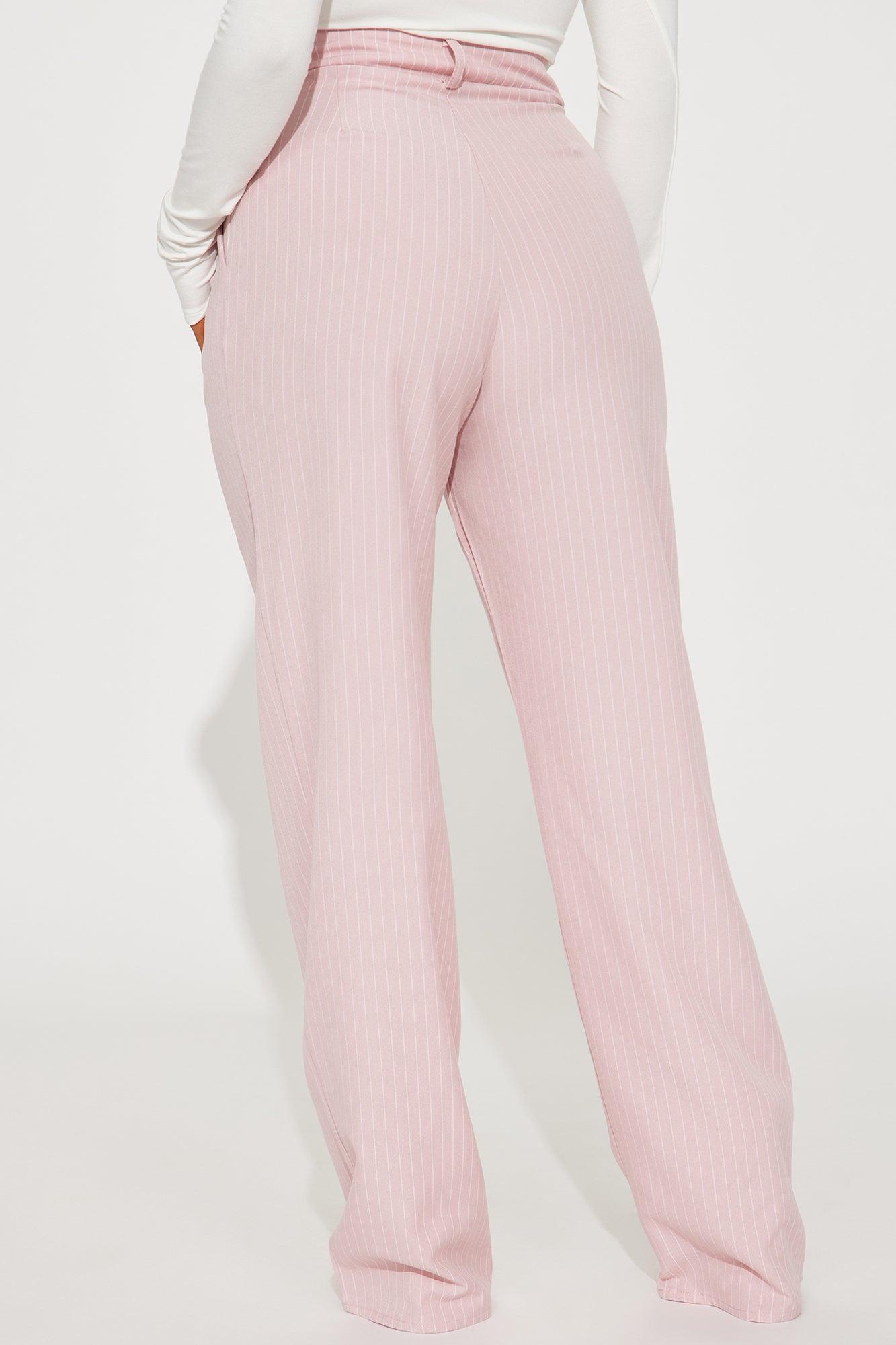 Wake You Up Pinstripe Trouser - Blush Product Image