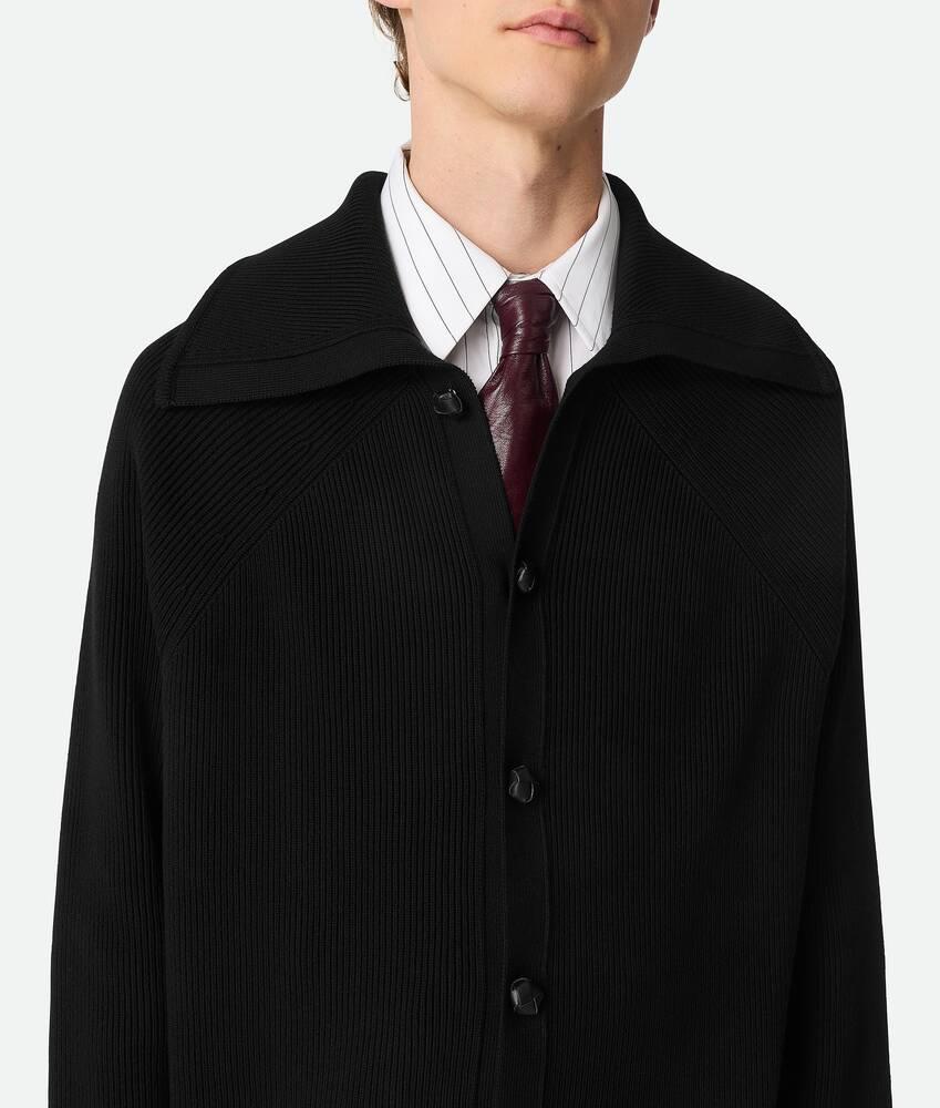 Men's Cotton English Rib Cardigan in Black Product Image