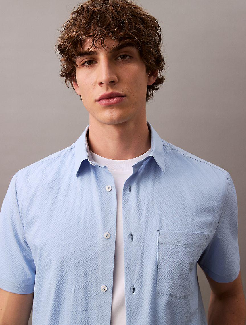Solid Seersucker Classic Button-Down Shirt Product Image