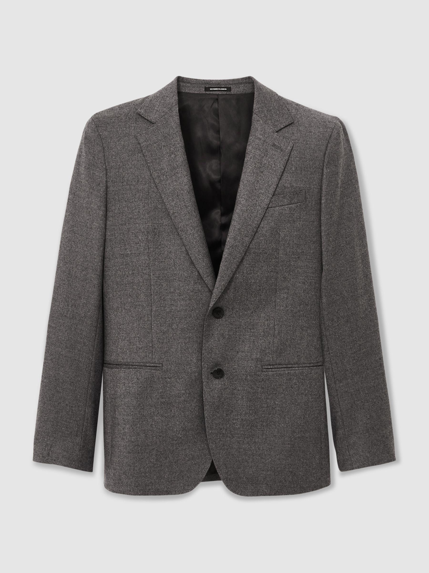 Slim-Fit Wool-Blend Suit Blazer in Grey Melange Product Image