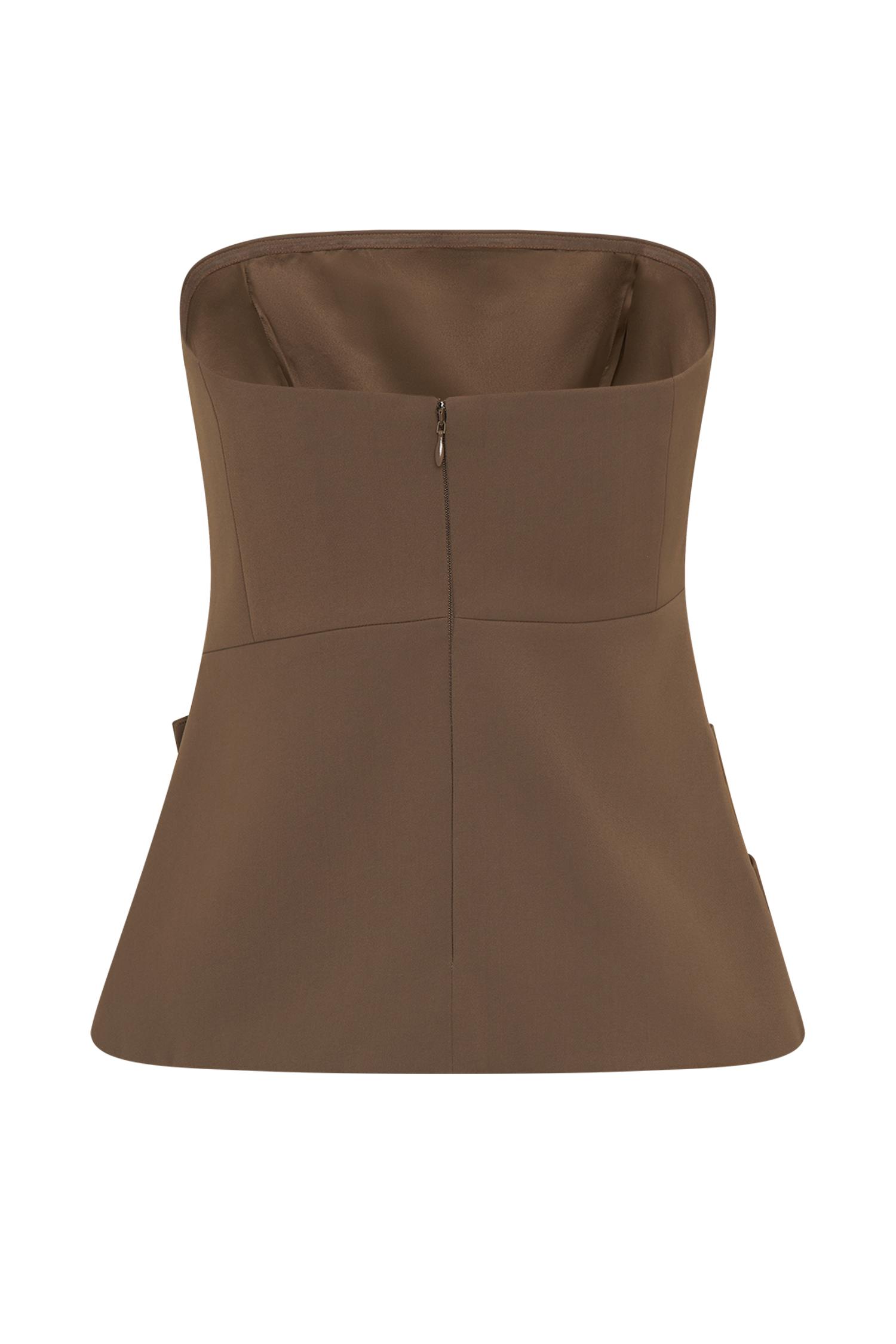 Faith Strapless Suiting Top - Cacao Brown Product Image