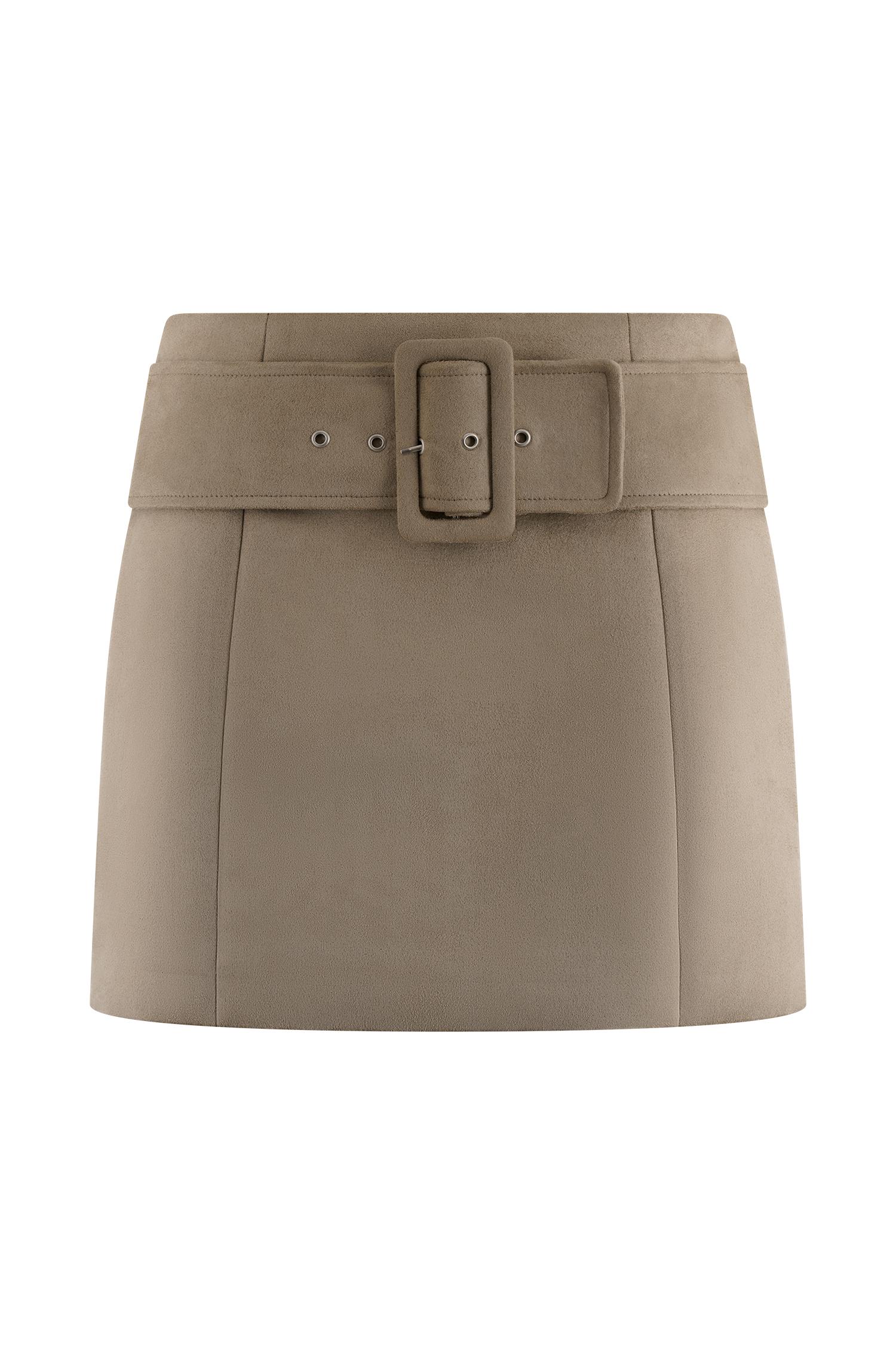 Hayes Faux Suede Belted Mini Skirt - Sand Product Image