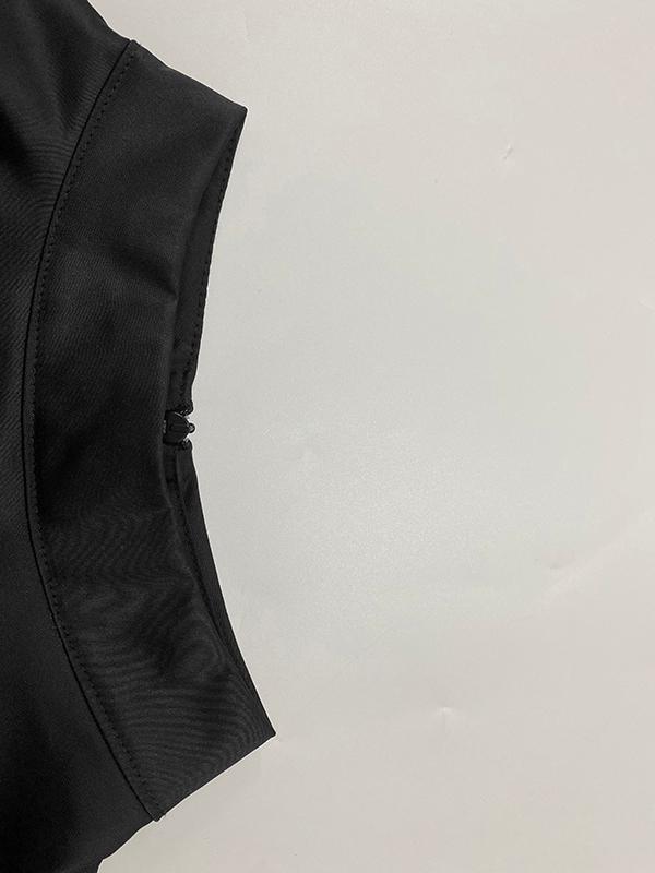 Loose Sleeveless Contrast Color Split-Joint Tiered High Neck Evening Dresses Midi Dresses Product Image