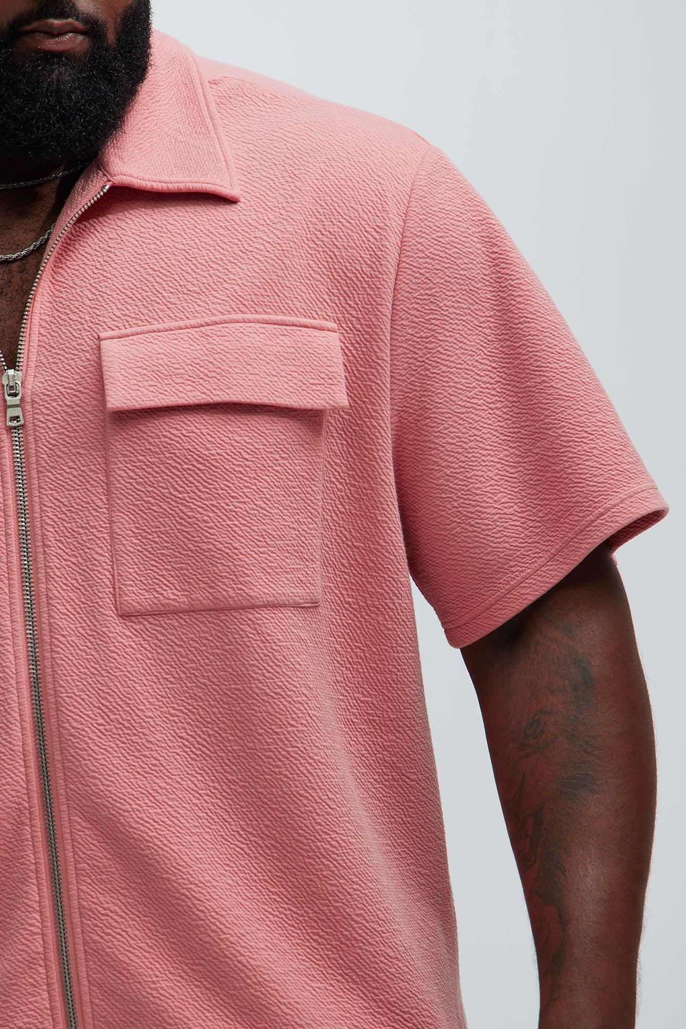 Lewis Zip Up Shirt - Pink Product Image