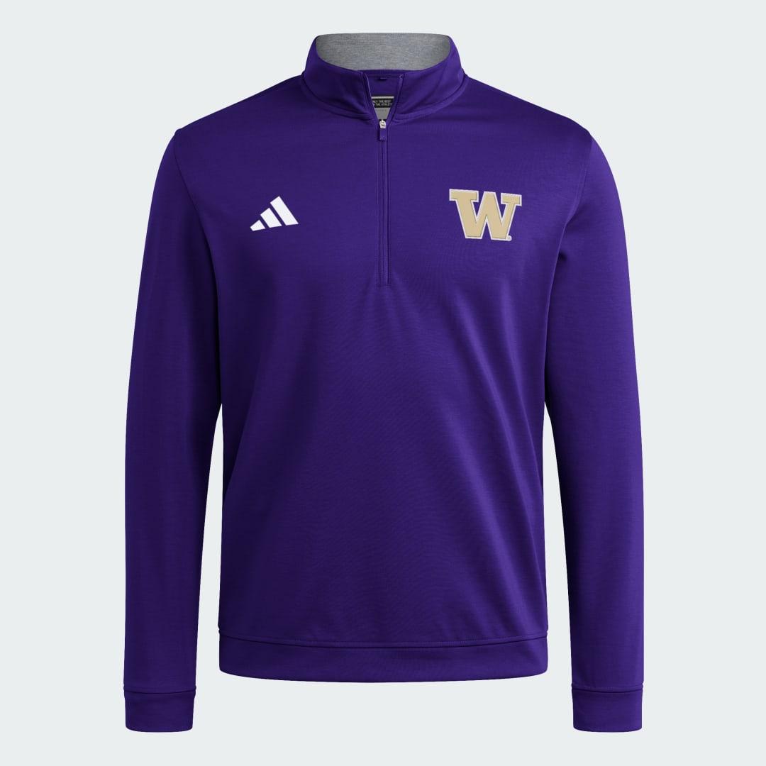 adidas Washington Huskies Coaches Elevated Golf Quaterzip Collegiate Purple L Mens Product Image