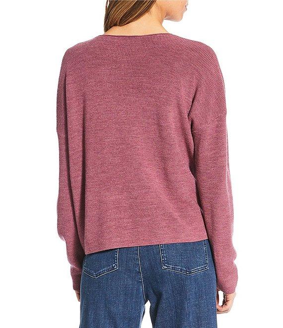 Eileen Fisher Merino Wool Knit Round Neck Long Sleeve Sweater Product Image
