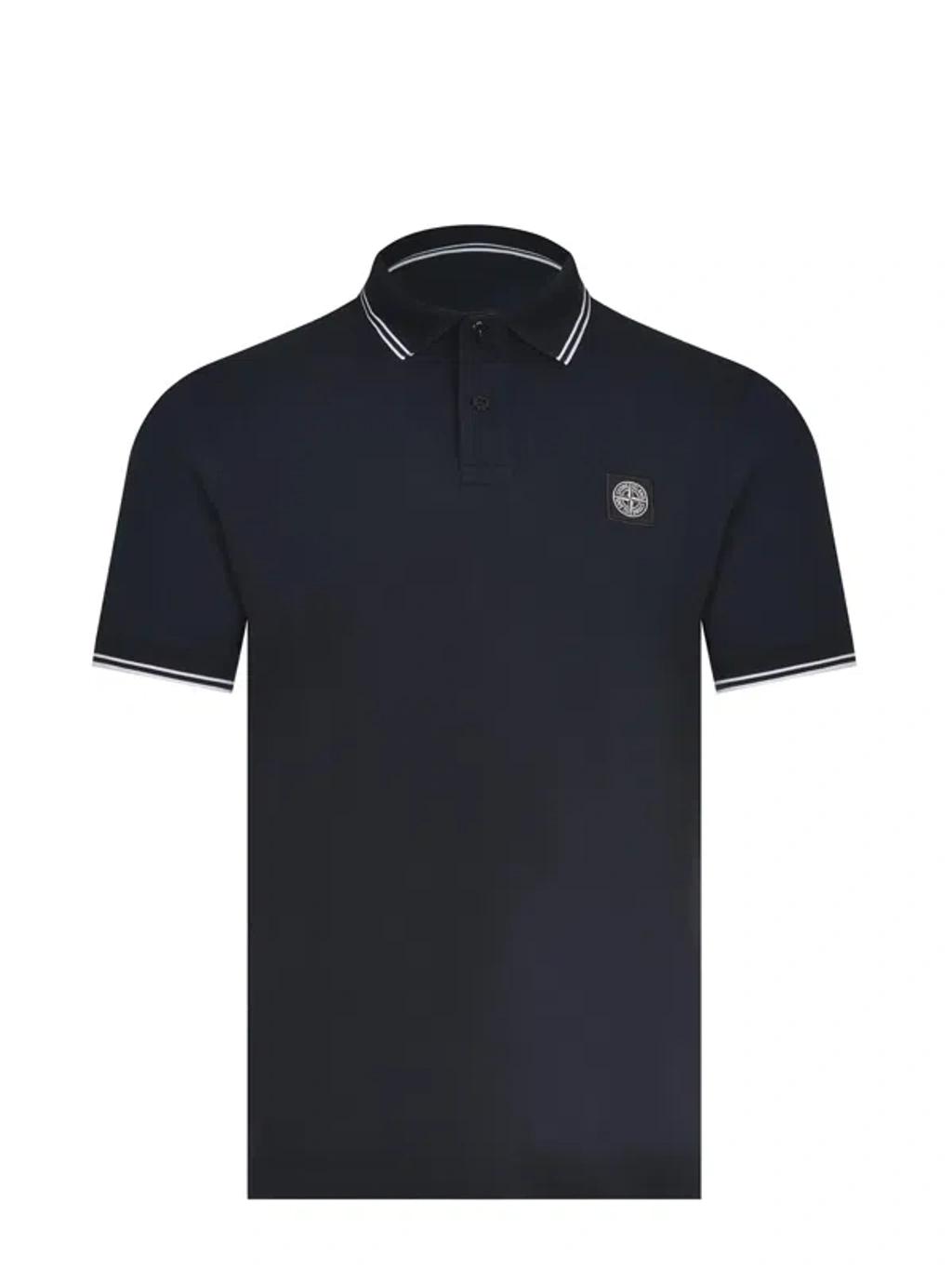 STONE ISLAND Mens Black Brand-patch Regular-fit Stretch-cotton Polo Shirt Xl Product Image