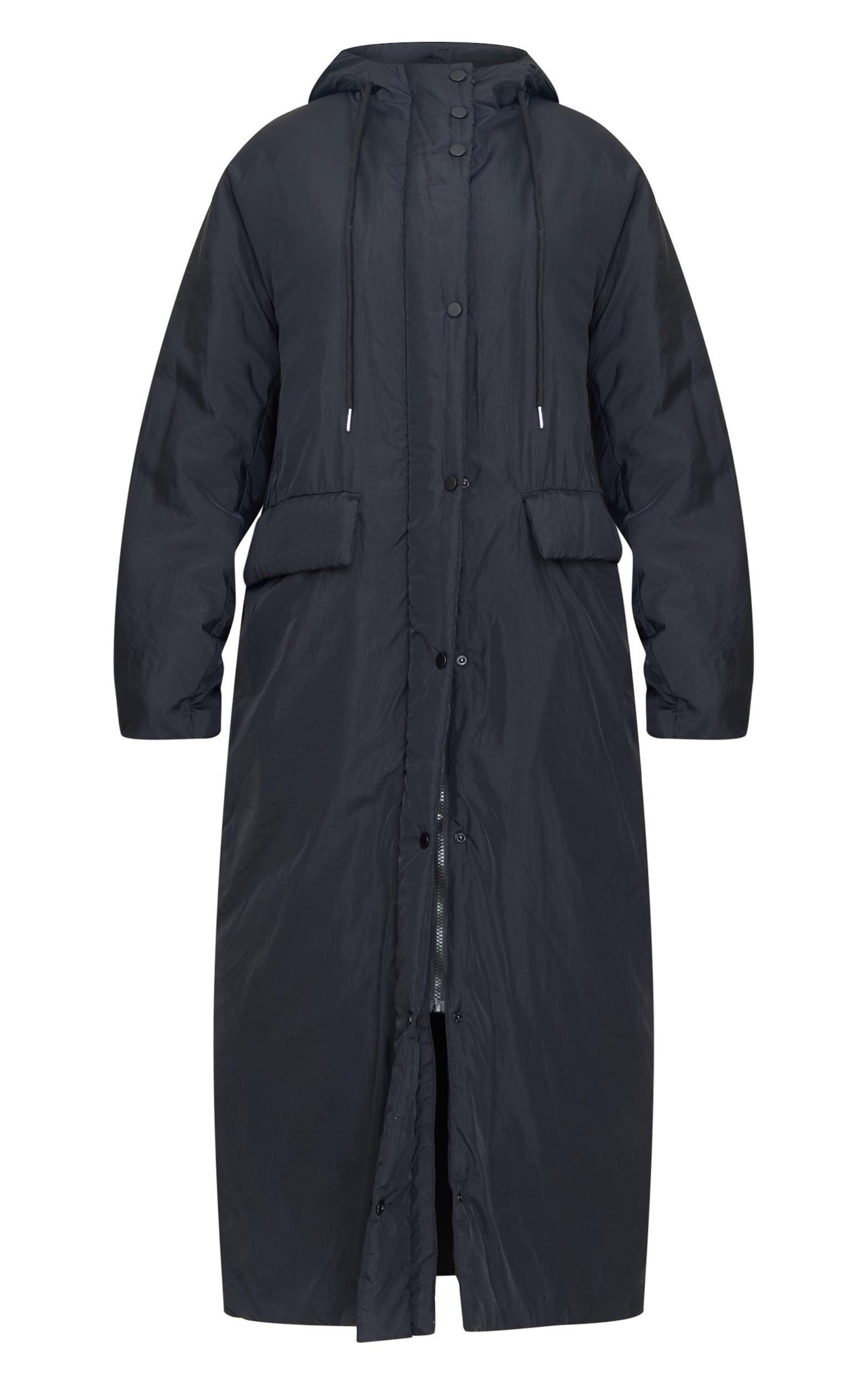 Black Padded Maxi Puffer Coat Product Image