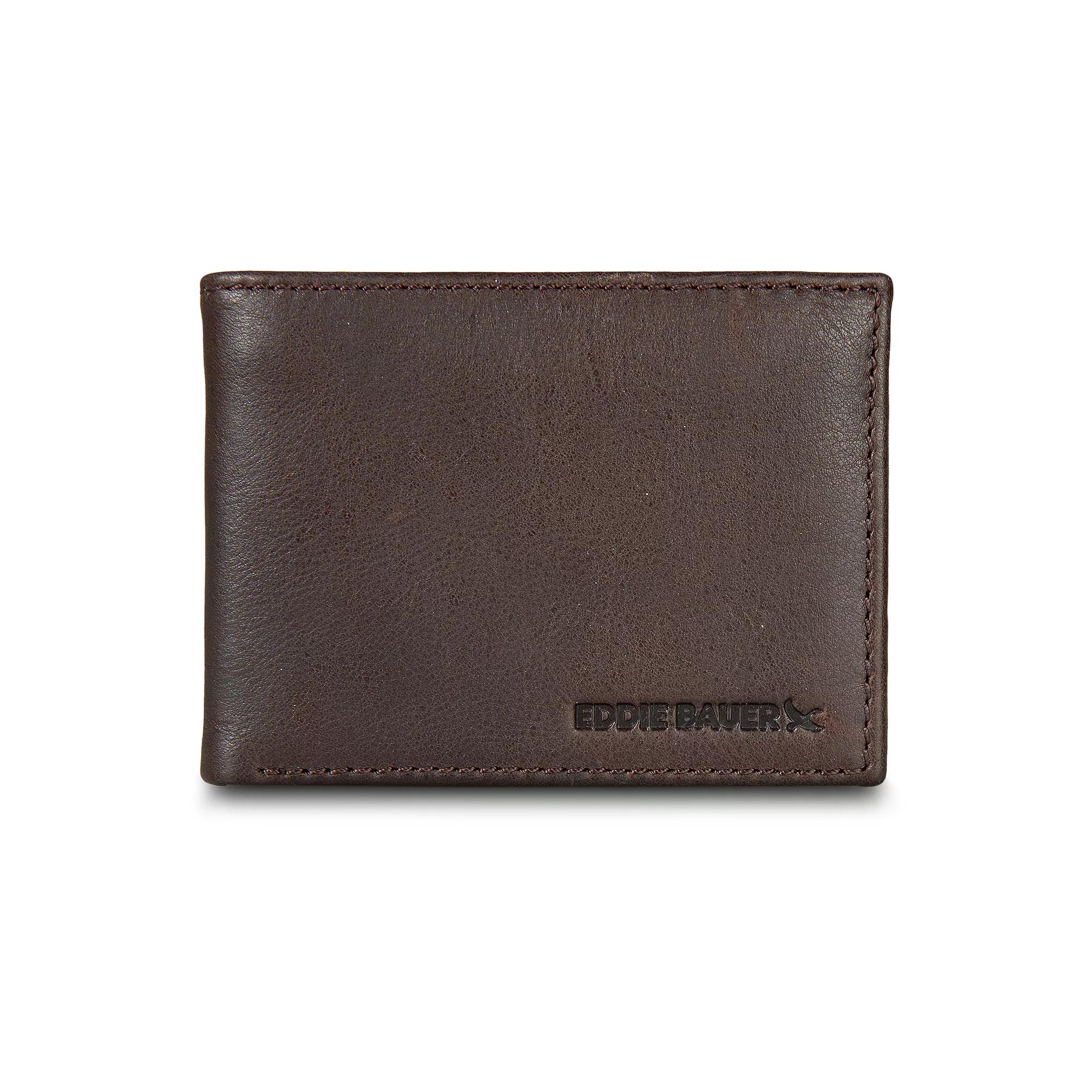 Men's Eddie Bauer Logo Leather Flip ID Bifold Wallet Product Image