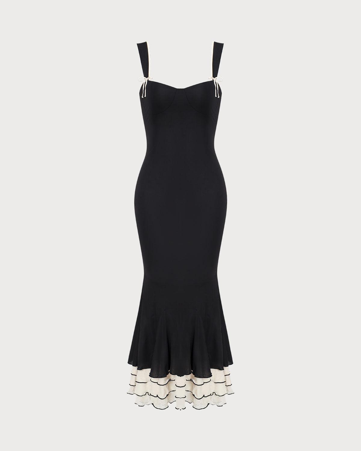 The Black Sweetheart Neck Bodycon Slip Maxi Dress Product Image