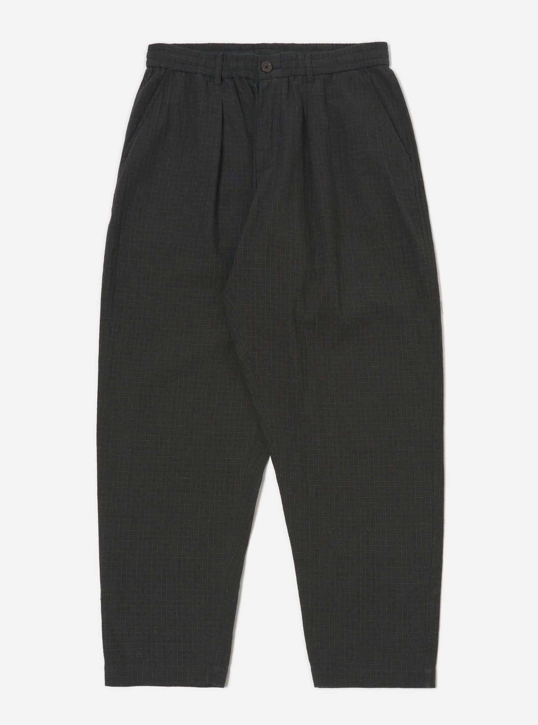 Universal Works Pleated Track Pant in Charcoal Fine Linen Mix Product Image