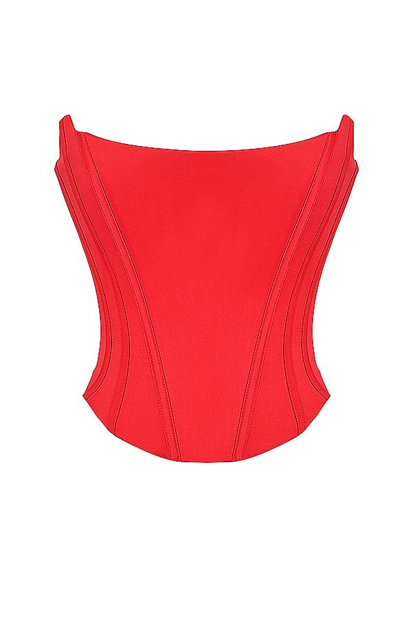 Genevieve  scarlet satin lace back corset Product Image
