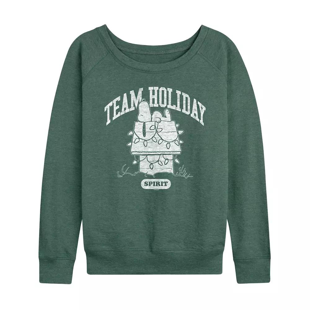 Women's Peanuts Team Holiday Spirit French Terry Long Sleeve Tee,  Product Image