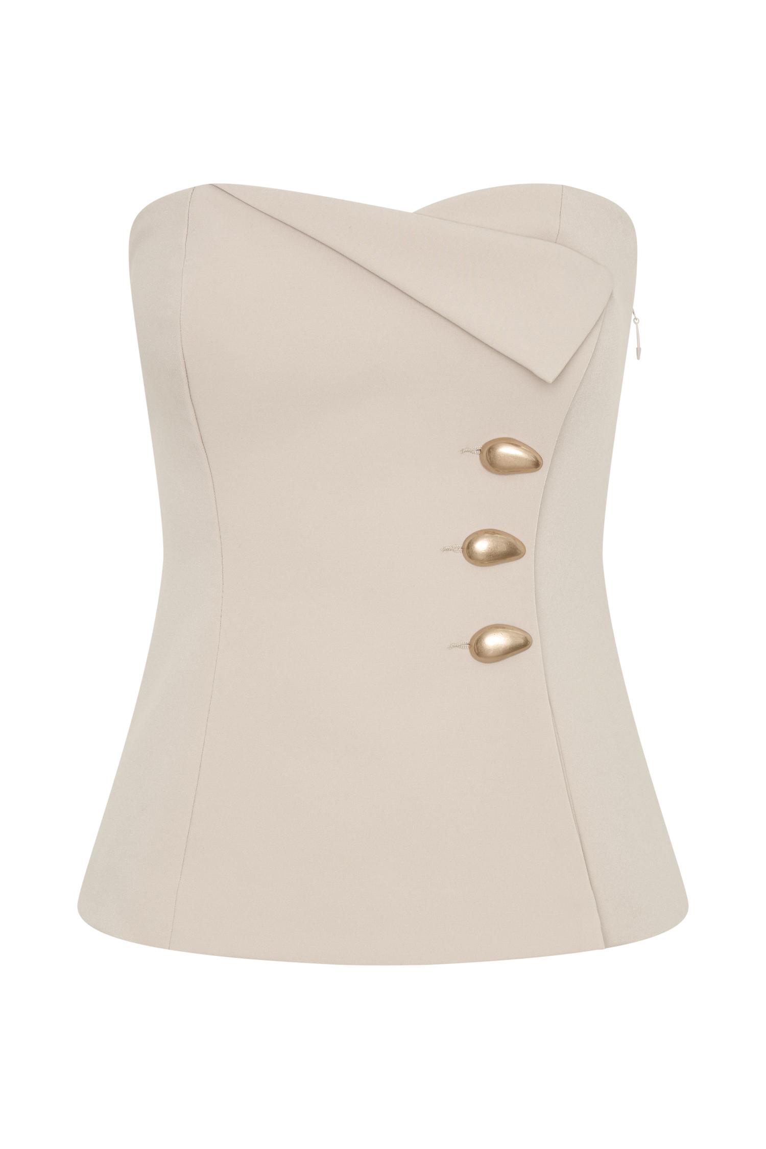 Lindie Strapless Suiting Top - Sand Product Image