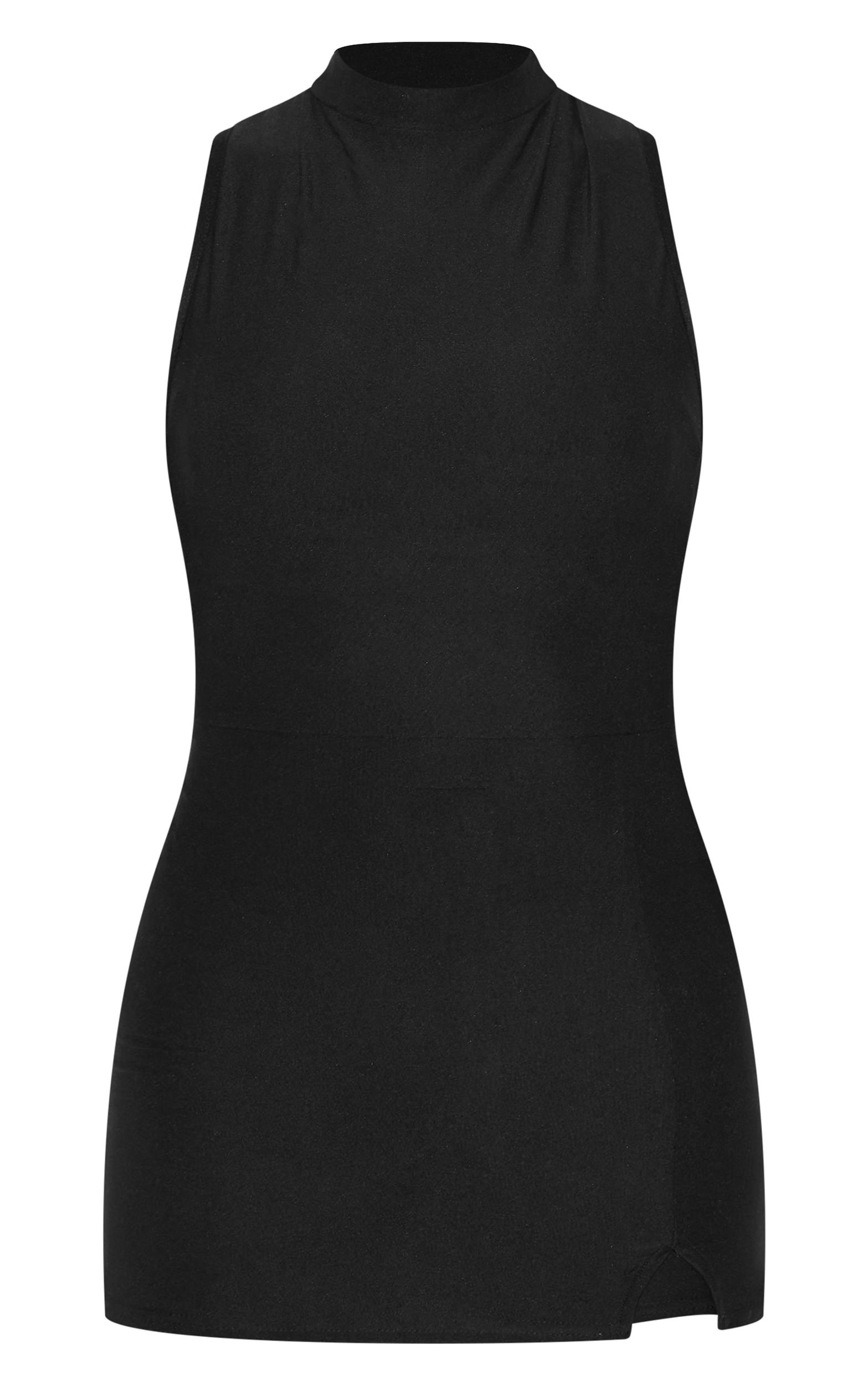 Petite Black Soft Touch High Neck Sleeveless Skort Romper Product Image