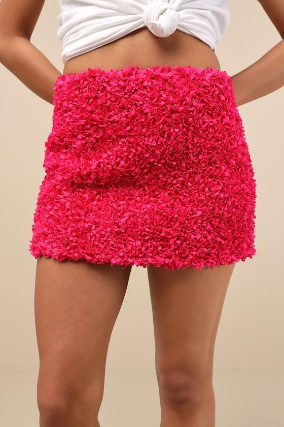 Calantha Magenta 3D Floral Micro Mini Skirt Product Image