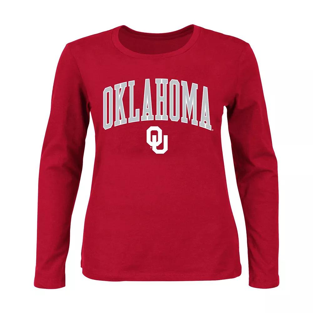 Women's Profile Crimson Oklahoma Sooners Plus Size Arch Over Logo Scoop Neck Long Sleeve T-Shirt, Size: 3XL, Red Product Image
