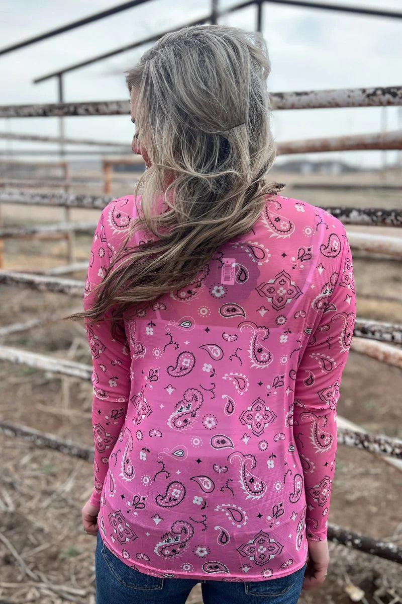 Sterling Kreek Bandana Babe Pink Mesh Top Product Image