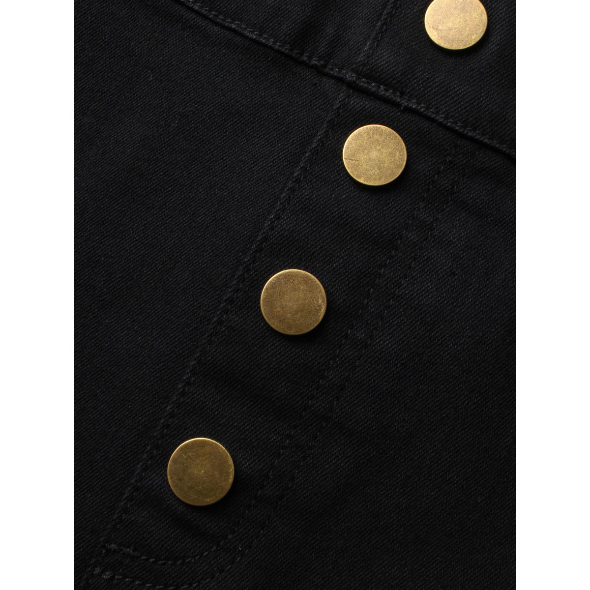 Plus Size Black Wash Buckle Detail Bootcut Jeans Women Denimblack Elegant Button Medium stretch Slanted pocket Jeans BloomChic 24/3X Product Image