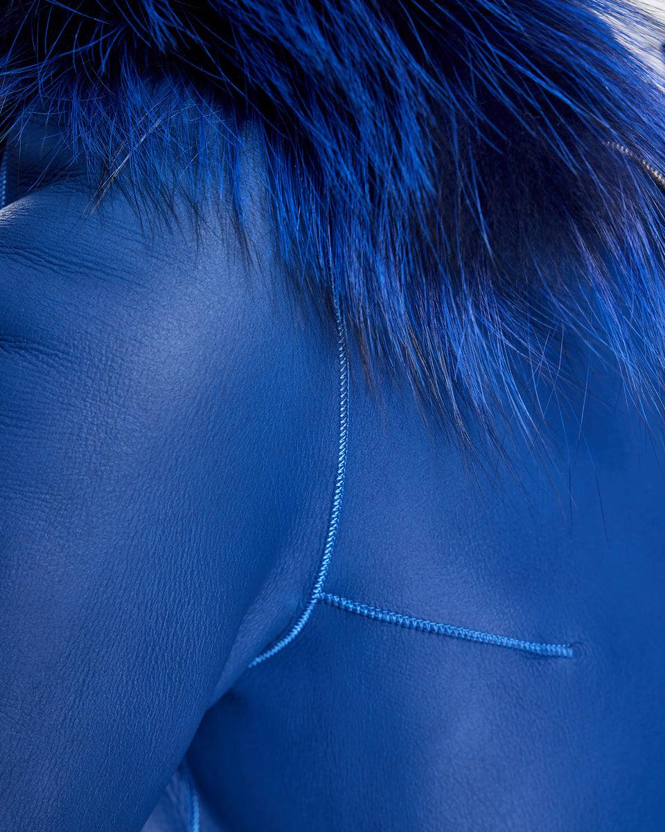 Reversible Shearling Lamb Jacket with Fox Trimmed Hood Product Image