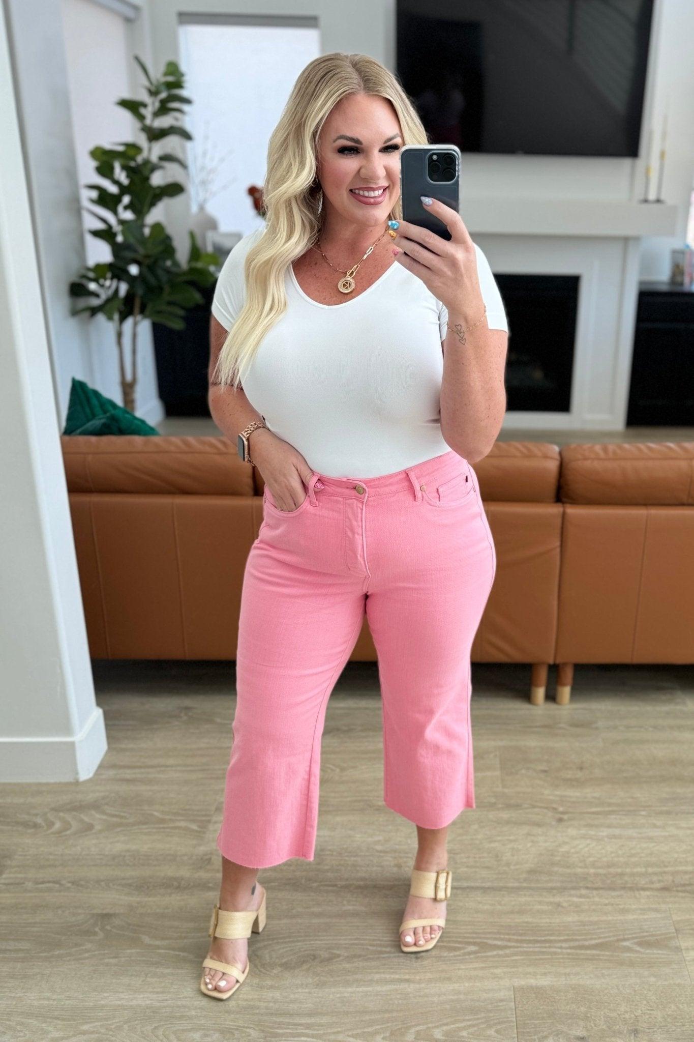 Lisa High Rise Control Top Wide Leg Crop Jeans in Pink (Online Exclusive) Product Image