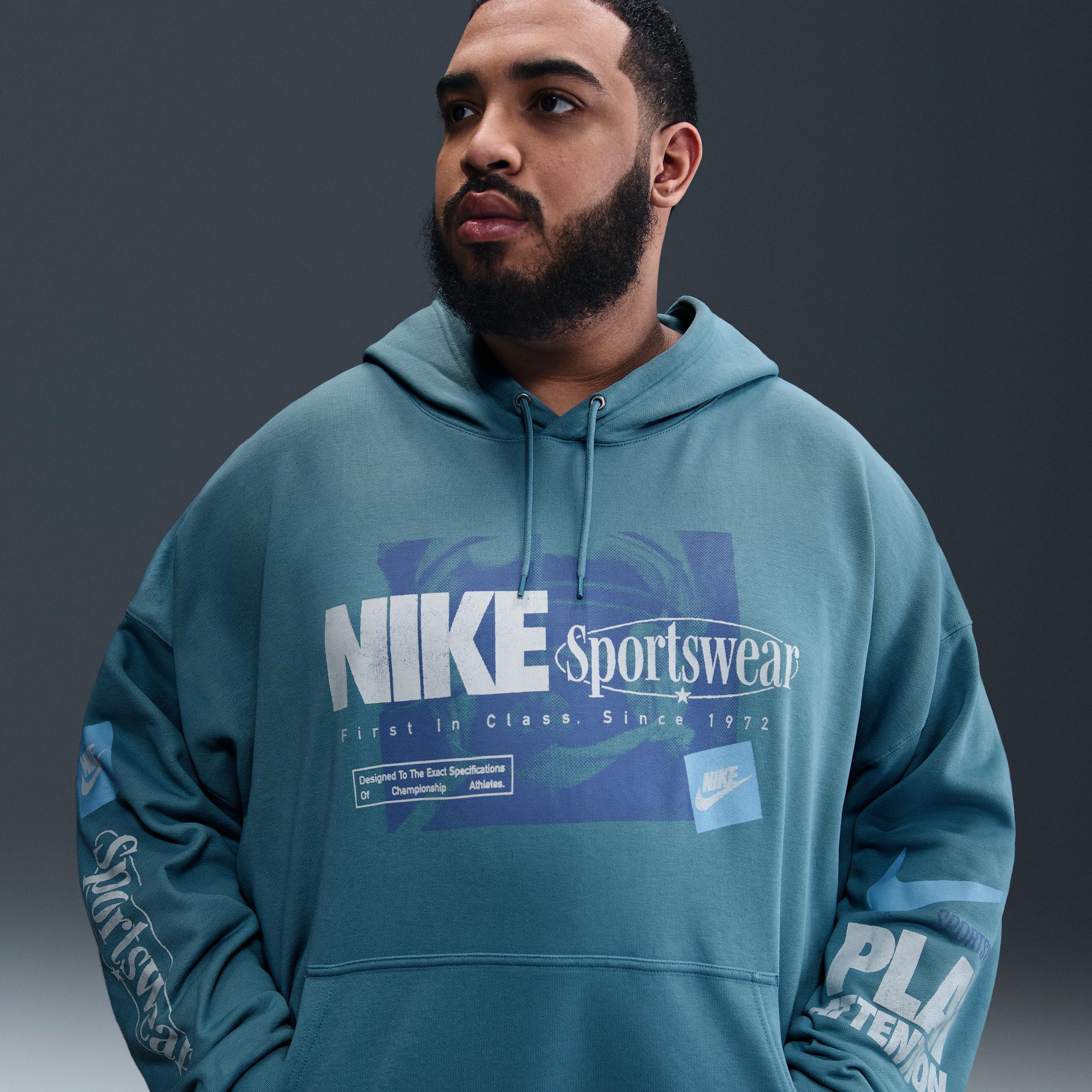 Nike Mens Club Oversized French Terry Pullover Hoodie | IB8257-464 Product Image