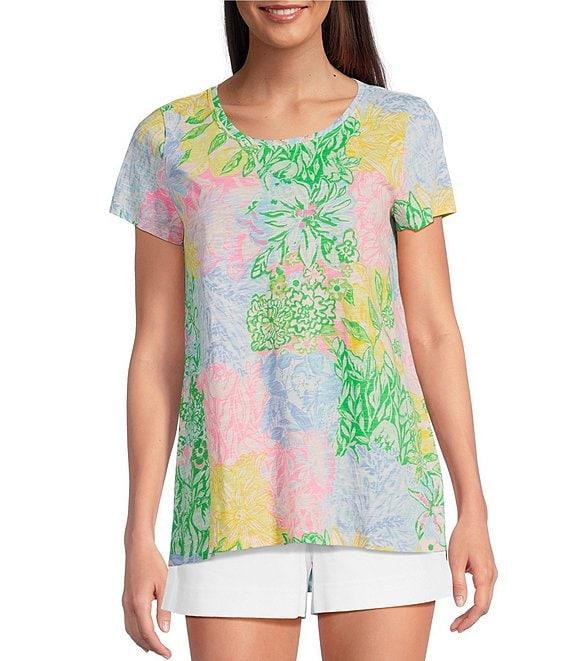 Lilly Pulitzer Etta Multi Bright Delight Patch Print Round Neck Short Sleeve Tee Product Image