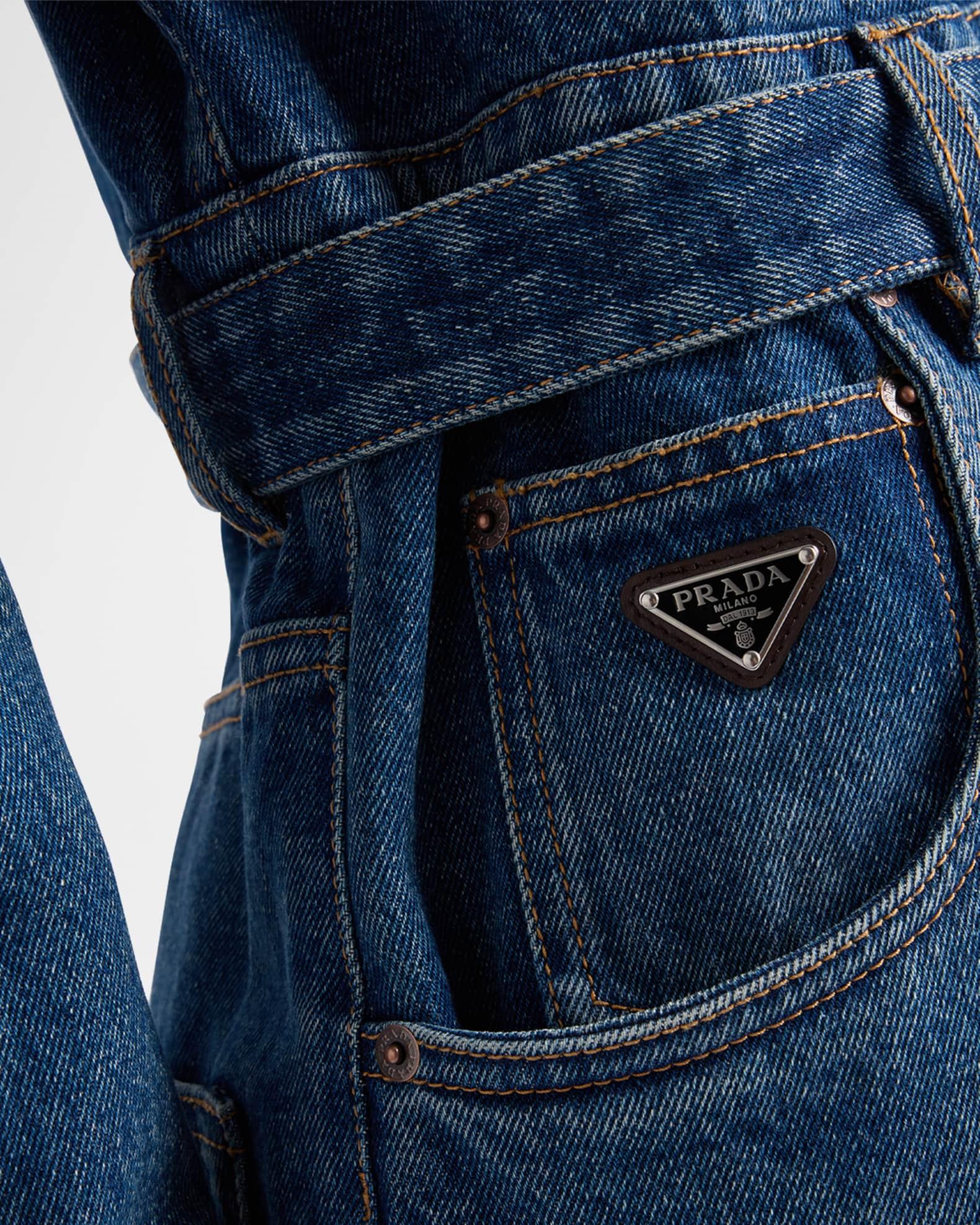 Denim Belted Wide Leg Jumpsuit Product Image