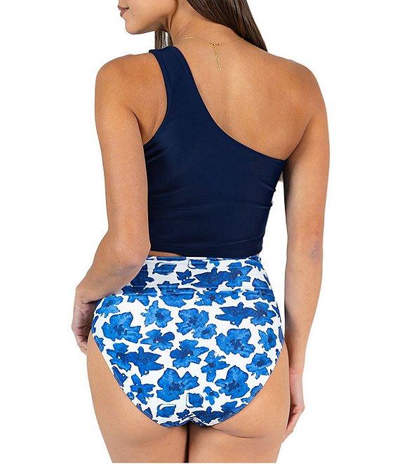 Janela Bay Shoreline Floral Ruched High Cut Seamless High Waist Swim Bottom Product Image